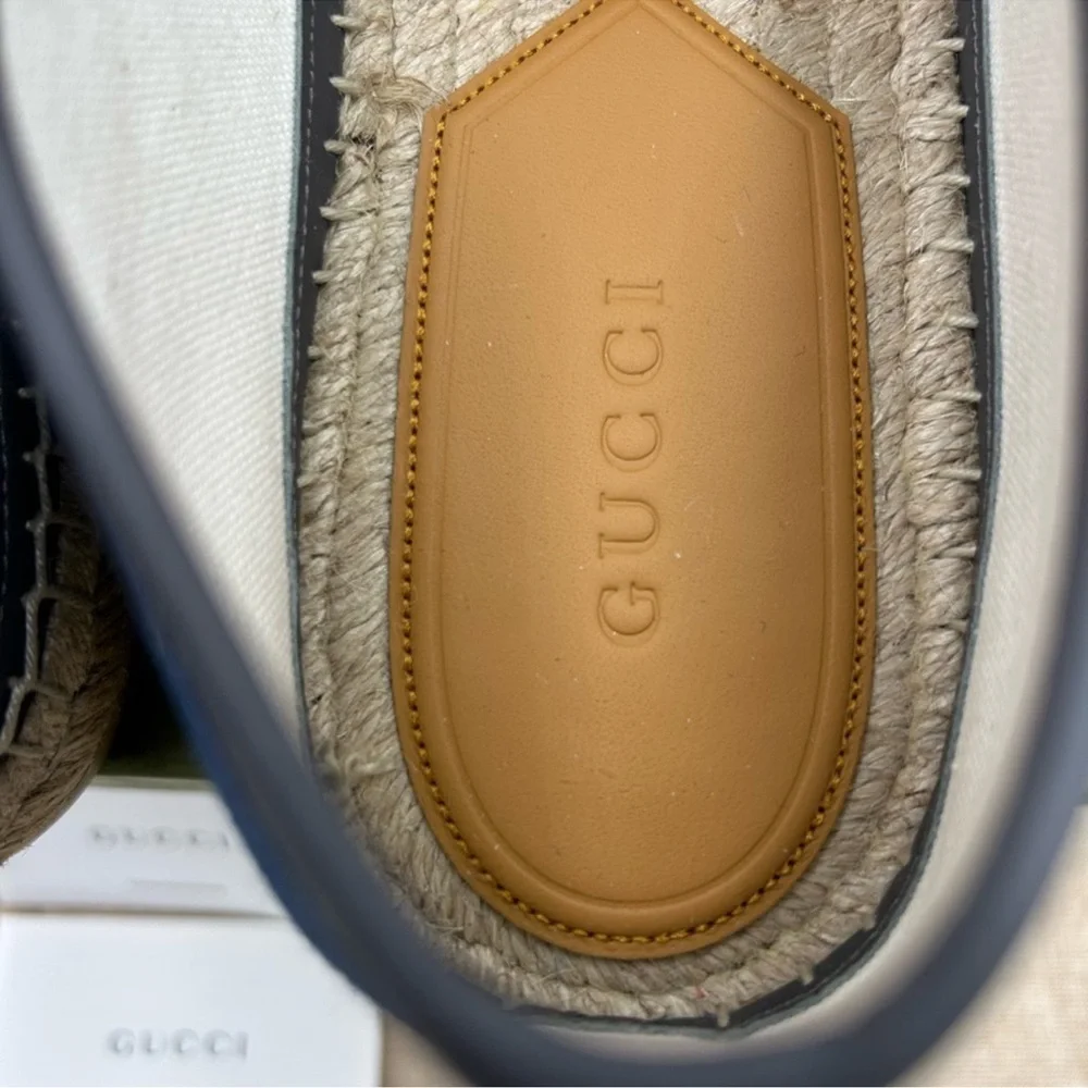 Men’s Gucci interlocking G espadrille’s in blue denim size 9, made in Spain